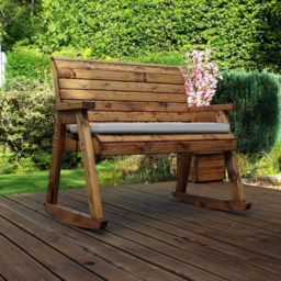 Charles Taylor 2 Seater Rocker Bench with Grey Cushions - Wilko - thumbnail 3