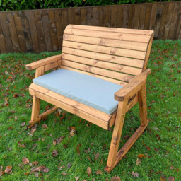 Charles Taylor 2 Seater Rocker Bench with Grey Cushions - Wilko - thumbnail 4