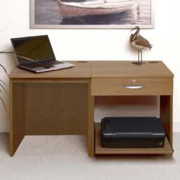 R White Cabinets 3 Drawer Dark Brown Set-01 Desk with Printer Shelf - Size: 72.8 x 120 x 54cm - Wilko - thumbnail 1