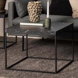 Florence Barossa Black Marble Marquina Top Side Table - Furniture To Go - Wilko