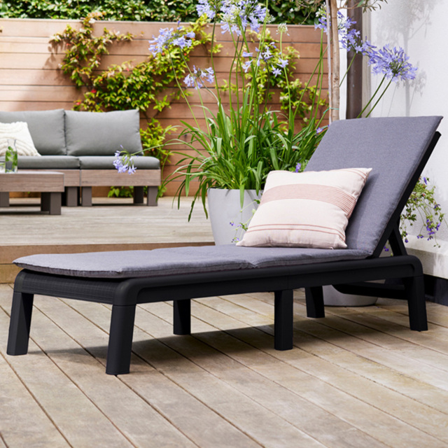 Keter Mallorca 4 Level Adjustable Sun Lounger - Size: 29 x 58 x 187.5cm - Grey - Wilko - image 1