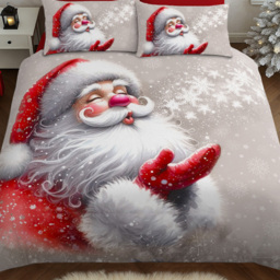 Velosso King Size Grey Santa Kiss Panel Duvet Set - Wilko - thumbnail 4