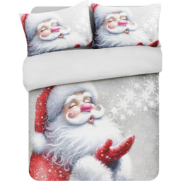 Velosso King Size Grey Santa Kiss Panel Duvet Set - Wilko - thumbnail 3