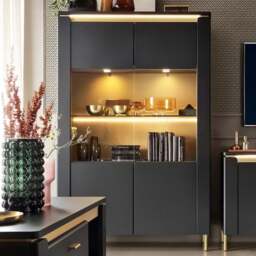 Furniture To Go Genoa Vitrin 2 Door Black Cabinet - Wilko