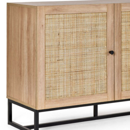 Julian Bowen Padstow 3 Door Oak Sideboard - Size: 40 x 160 x 75cm - Wood - Wilko - thumbnail 6