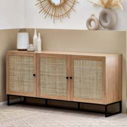 Julian Bowen Padstow 3 Door Oak Sideboard - Size: 40 x 160 x 75cm - Wood - Wilko
