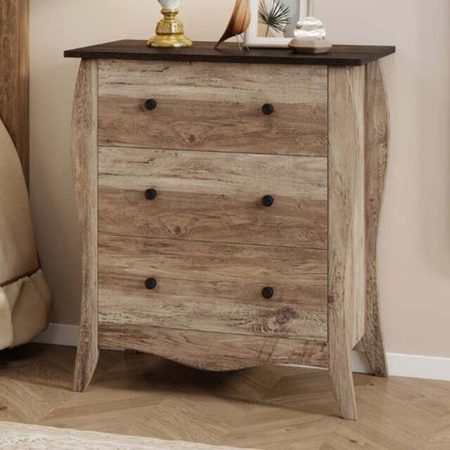 Costway 3 Drawer Brown Chest of Drawers with Anti Tipping Kit - Wilko - image 1