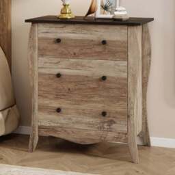Costway 3 Drawer Brown Chest of Drawers with Anti Tipping Kit - Wilko