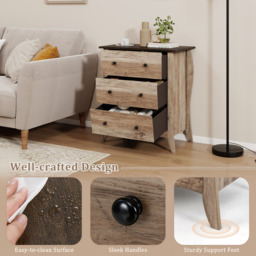Costway 3 Drawer Brown Chest of Drawers with Anti Tipping Kit - Wilko - thumbnail 6