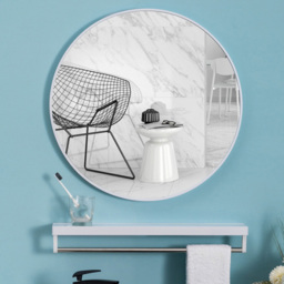 Living and Home White Frame Nordic Wall Mounted Bathroom Mirror 40cm - Size: 40 x 40cm - Wilko - thumbnail 3