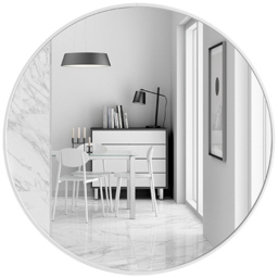 Living and Home White Frame Nordic Wall Mounted Bathroom Mirror 40cm - Size: 40 x 40cm - Wilko - thumbnail 4