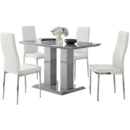 Furniturebox Molini Valera 4 Seater Dining Set Grey Gloss White and Chrome - Wilko - thumbnail 3