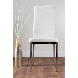 Furniturebox Molini Valera 4 Seater Dining Set Grey Gloss White and Chrome - Wilko - thumbnail 6