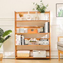 Living and Home 4 Shelf Bamboo Bookshelf - Brown - Wilko - thumbnail 7