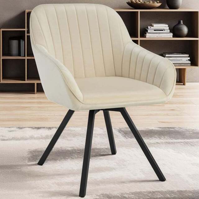 tectake Set of 6 Cream Velvet Lounge Armchair - Size: Single - Wilko - image 1
