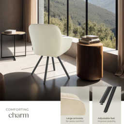 tectake Set of 6 Cream Velvet Lounge Armchair - Size: Single - Wilko - thumbnail 5