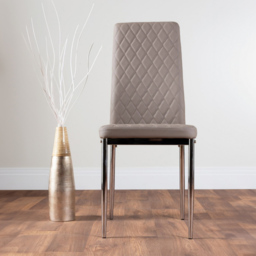 Furniturebox Arona Valera Marble Effect 6 Seater Round Dining Set White Chrome and Cappuccino - Brown - Wilko - thumbnail 4