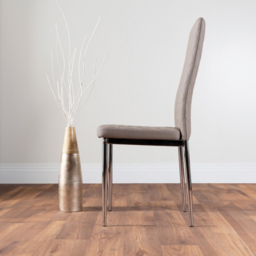 Furniturebox Arona Valera Marble Effect 6 Seater Round Dining Set White Chrome and Cappuccino - Brown - Wilko - thumbnail 5