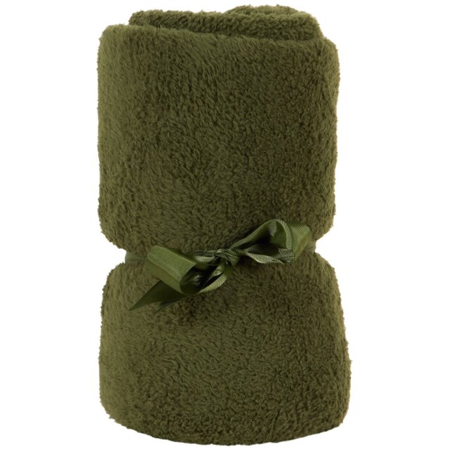 Teddy Fleece Plain Throw - Olive - Wilko - image 1