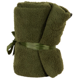 Teddy Fleece Plain Throw - Olive - Wilko - thumbnail 3