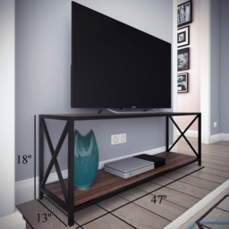 Decorotika Xena Single Shelf Walnut and Black TV Unit - Size: 45.7 x 119.5 x 33cm - Multi - Wilko - thumbnail 5