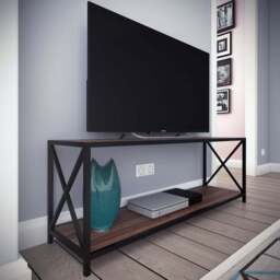 Decorotika Xena Single Shelf Walnut and Black TV Unit - Size: 45.7 x 119.5 x 33cm - Multi - Wilko