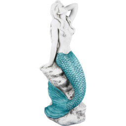 Sitting Mermaid Statue - White and Blue - Ornate Collection - Wilko