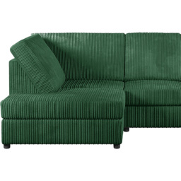 Luxor 4 Seater Green Jumbo Cord Full Back Left Hand L Shape Corner Sofa - Wilko - thumbnail 4