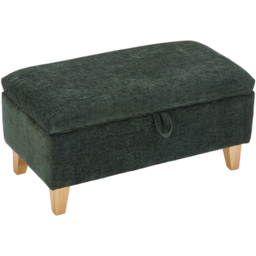 Living and Home Green Chenille Upholstered Storage Ottoman - Size: 36 x 71 x 37cm - Wilko - thumbnail 3