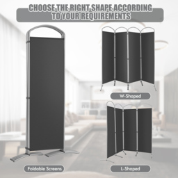 Costway 4 Panel Grey Freestanding Folding Room Divider - Size: 89 x 27 x 10cm - Wilko - thumbnail 7