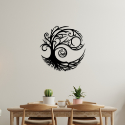 Decortie Tree of Life Modern Metal Wall Decor - Size: 45 x 45 x 0.2cm - Black - Wilko - thumbnail 4