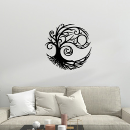 Decortie Tree of Life Modern Metal Wall Decor - Size: 45 x 45 x 0.2cm - Black - Wilko - thumbnail 3
