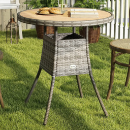 Outsunny 2 Seater PE Rattan Garden Dining Table Natural - Natural wood finish - Wilko