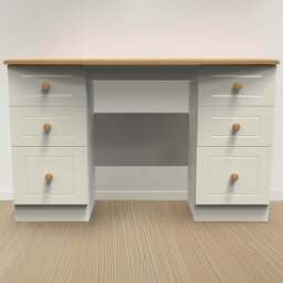 Crowndale Warwick 6 Drawer Cream Ash and Oak Kneehole Desk - Size: 41.5 x 127.5 x 79.5cm - Wilko