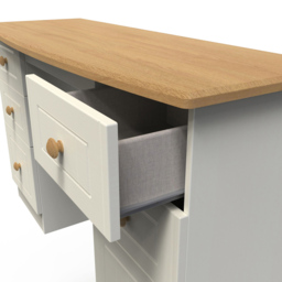 Crowndale Warwick 6 Drawer Cream Ash and Oak Kneehole Desk - Size: 41.5 x 127.5 x 79.5cm - Wilko - thumbnail 7