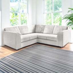 Luxor 5 Seater Silver Jumbo Cord Full Back L Shaped Corner Sofa Set - Wilko