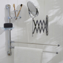 Premier Housewares Wall Mountable 2 Tier Towel Rail - Size: 52 x 13 x 52cm - Silver - Wilko - thumbnail 3