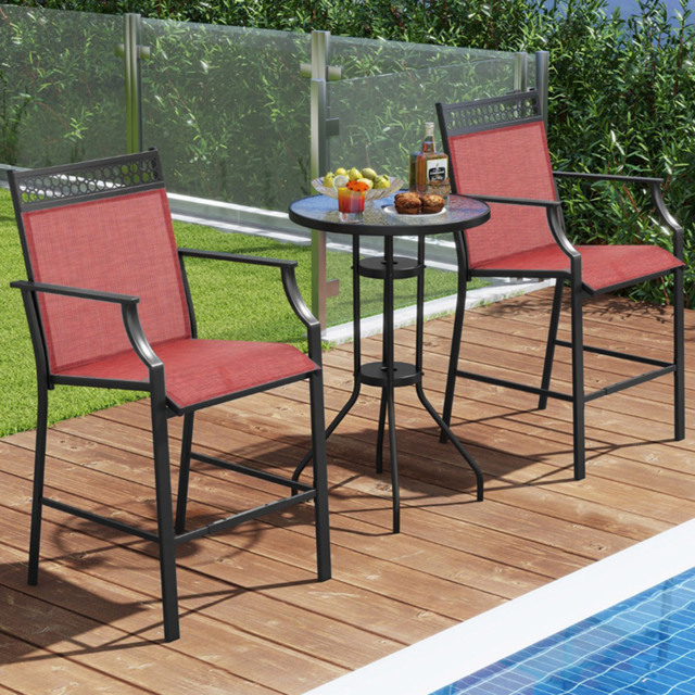 Costway Set of 2 Red Outdoor Patio Chairs with Footrest - Size: 92 x 61 x 26cm - Wilko - image 1