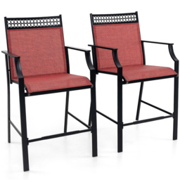 Costway Set of 2 Red Outdoor Patio Chairs with Footrest - Size: 92 x 61 x 26cm - Wilko - thumbnail 3