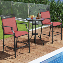 Costway Set of 2 Red Outdoor Patio Chairs with Footrest - Size: 92 x 61 x 26cm - Wilko - thumbnail 1
