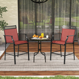 Costway Set of 2 Red Outdoor Patio Chairs with Footrest - Size: 92 x 61 x 26cm - Wilko - thumbnail 4