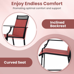 Costway Set of 2 Red Outdoor Patio Chairs with Footrest - Size: 92 x 61 x 26cm - Wilko - thumbnail 5