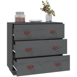 vidaXL 3 Door Grey Wooden Sideboard - Size: 75 x 80 x 40cm - Wilko - thumbnail 4