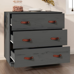 vidaXL 3 Door Grey Wooden Sideboard - Size: 75 x 80 x 40cm - Wilko