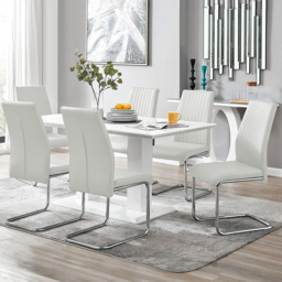 Furniturebox Molini Fortana 6 Seater Dining Set White Gloss and Chrome - Wilko - thumbnail 1
