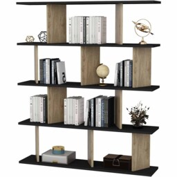 Decorotika Grace 10 Shelf Black and Oud Oak Bookcase - Size: 141 x 120 x 24.6cm - Multi - Wilko - thumbnail 5
