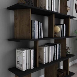 Decorotika Grace 10 Shelf Black and Oud Oak Bookcase - Size: 141 x 120 x 24.6cm - Multi - Wilko - thumbnail 4