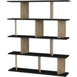 Decorotika Grace 10 Shelf Black and Oud Oak Bookcase - Size: 141 x 120 x 24.6cm - Multi - Wilko - thumbnail 3