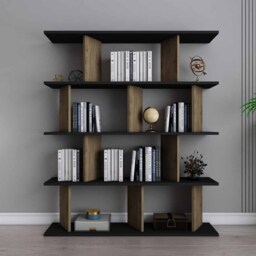 Decorotika Grace 10 Shelf Black and Oud Oak Bookcase - Size: 141 x 120 x 24.6cm - Multi - Wilko - thumbnail 6