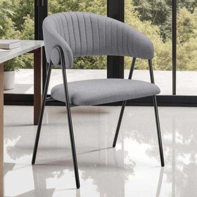 tectake Bedano Set of 2 Grey Woven Fabric Dining Chairs - Wilko - image 1